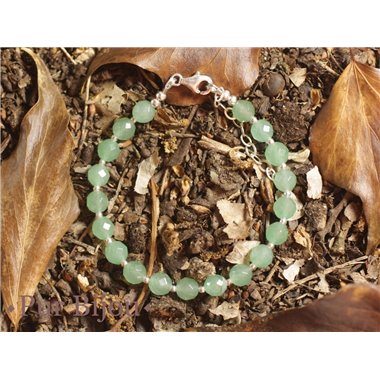 Bracelet Argent 925 et Aventurine Verte Facettée 6mm