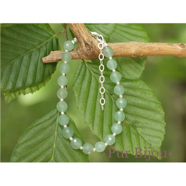Bracelet Argent 925 et Aventurine Verte Facettée 6mm 2