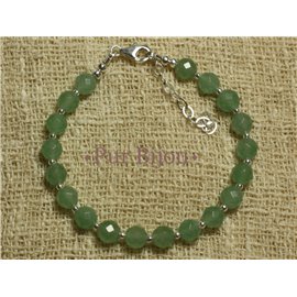 Bracelet Argent 925 et Aventurine Verte Facettée 6mm 