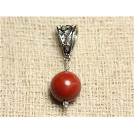 Semi precious stone pendant - Red Jasper 12mm 