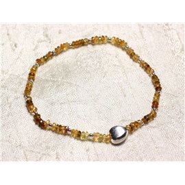 Bracelet Argent 925 et Pierre - Petro Tourmaline rondelles facettées 3mm  Bracelet Argent 925 et Pierre - Petro Tourmaline rondelles facettées 3mm