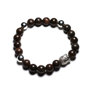 Bracelet Bouddha et Pierre semi précieuse - Bronzite Enstatite 