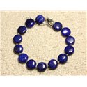 Bracelet Argent 925 et Pierre - Lapis Lazuli Palets 10mm 