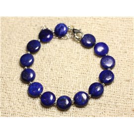 Armband Zilver 925 en Steen - Lapis Lazuli Palets 10mm 