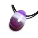 Collier Pendentif Pierre semi précieuse - Agate violette Goutte 25mm 