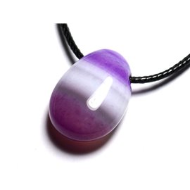 Collana con pendente in pietra semipreziosa - goccia di agata viola 25 mm 
