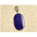 N32 - Pendentif Argent 925 et Pierre - Lapis Lazuli Ovale 34x21mm 