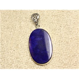 N32 - Pendant Silver 925 and Stone - Lapis Lazuli Oval 34x21mm 
