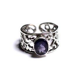 N224 - 925 Silver and Stone Ring - Iolite Faceted Oval 9x7mm 