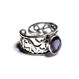 N224 - Bague Argent 925 et Pierre - Iolite Facettée Ovale 9x7mm  N224 - Bague Argent 925 et Pierre - Iolite Facettée Ovale 9x7mm