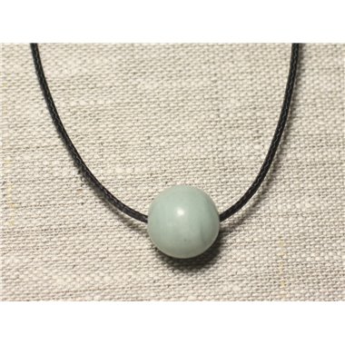 Collier Pendentif Pierre semi précieuse - Amazonite Boule 14mm 