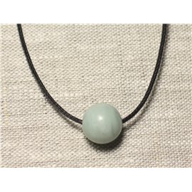 Semi Precious Stone Pendant Necklace - Amazonite Ball 14mm 