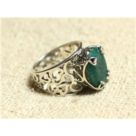 n111 - Bague Argent 925 et Pierre - Emeraude Ovale Facetté 15x12mm 