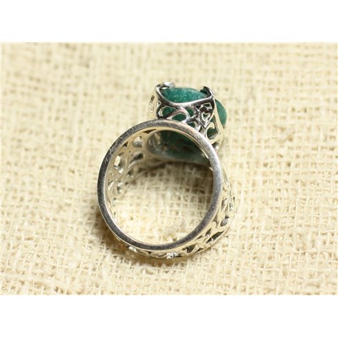 n111 - Bague Argent 925 et Pierre - Emeraude Ovale Facetté 15x12mm 