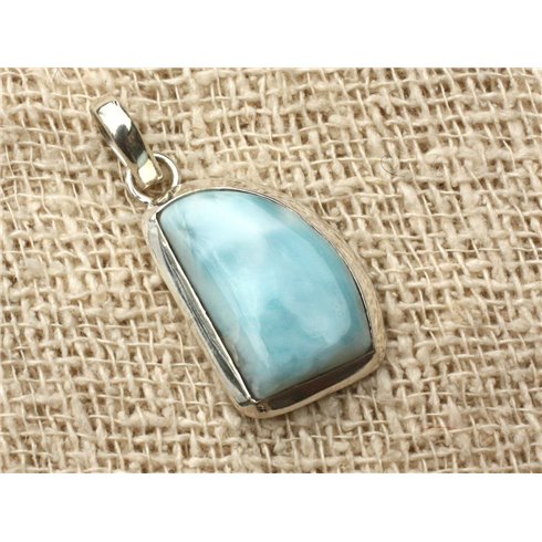 n3 - Pendentif Argent 925 et Pierre - Larimar 28x16mm 