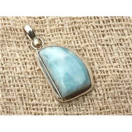 n3 - Ciondolo Argento 925 e Pietra - Larimar 28x16mm 