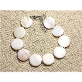 Bracelet Silver 925 and White Mother-of-Pearl Palets 15mm 