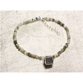 Pulsera Plata 925 y Piedra - Crisoberilo Ojo de Gato arandelas facetadas 3mm 