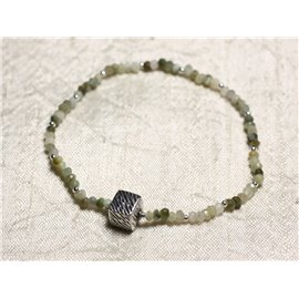 Bracelet Argent 925 et Pierre - Chrysobéryl Oeil de Chat rondelles facettées 3mm  Bracelet Argent 925 et Pierre - Chrysobéryl Oeil de Chat rondelles facettées 3mm