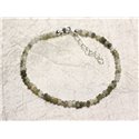 Bracelet Argent 925 et Pierre - Chrysobéryl Oeil de Chat rondelles facettées 3mm 