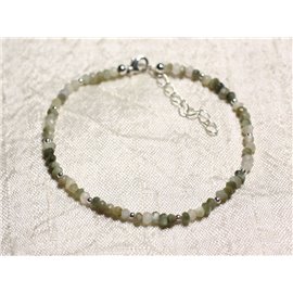 Bracelet Argent 925 et Pierre - Chrysobéryl Oeil de Chat rondelles facettées 3mm  Bracelet Argent 925 et Pierre - Chrysobéryl Oeil de Chat rondelles facettées 3mm