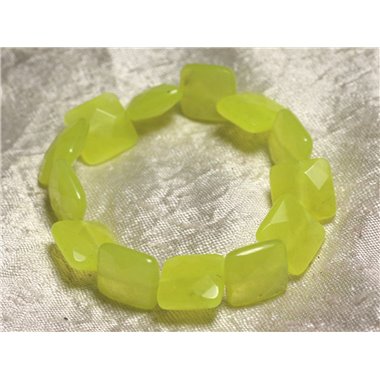 Bracelet Pierre semi précieuse - Jade Jaune Carrés Facettés 14mm