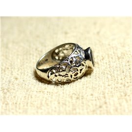 N112 - Bague Argent 925 et Pierre Filigrane Arabesques - Grenat Rond Facetté 8mm 