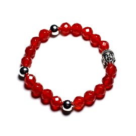 Buddha und Halbedelstein Armband - Facettierter Karneol 