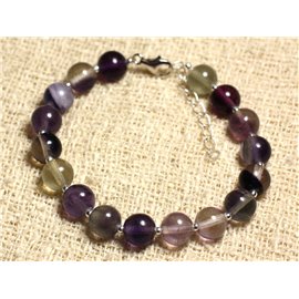 Armband Silber 925 und Halbedelstein - Fluorite Purple Pink 8mm