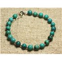 Bracelet Argent 925 et Perles de Pierre Turquoise Naturelle 6mm 