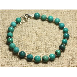 Bracelet 925 Silver and Natural Turquoise Stone Beads 6mm 