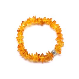 Natural Amber Stone Bracelet Honey 4-8mm and Silver Pearl 