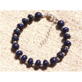 Armband Silber 925 und Stein - Lapislazuli Bälle Rondellen 8mm 