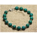 Bracelet Argent 925 et Perles de Pierre Turquoise Naturelle 8mm 