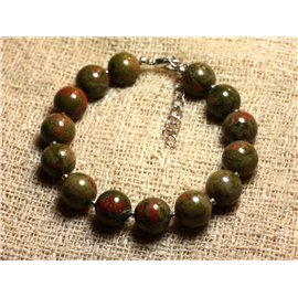 Bracelet 925 Silver and Stone - Unakite 10mm 