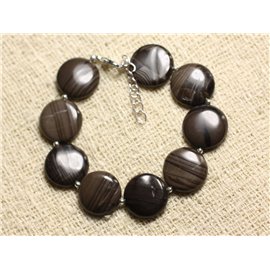 Bracelet Silver 925 and Stone - Jasper Café Palets 15mm 