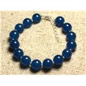 Bracelet Argent 925 et Pierre - Jade Bleue 10mm 