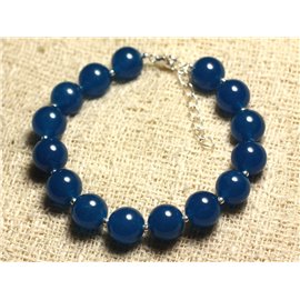 Bracelet 925 Silver and Stone - Blue Jade 10mm 