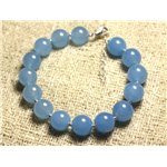 Bracelet Argent 925 et Pierre - Jade Bleue 10mm 