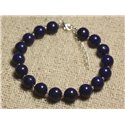 Bracelet Argent 925 et Pierre semi précieuse - Lapis Lazuli 8mm 