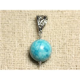 Pendentif Pierre semi précieuse - Jaspe Turquoise 16mm 