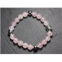 Bracelet Bouddha et Pierre semi précieuse - Quartz Rose 8mm 