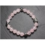 Bracelet Bouddha et Pierre semi précieuse - Quartz Rose 8mm 