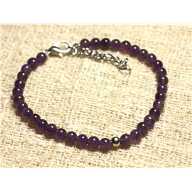 Armband Silber 925 und Halbedelstein Amethyst 4mm