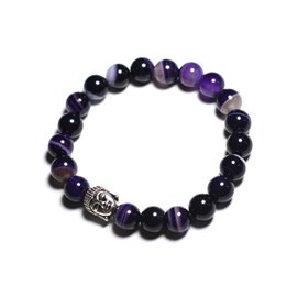 Buddha and semi-precious stone bracelet - Purple agate 
