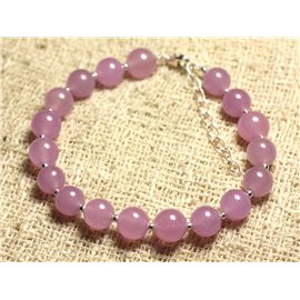 Bracciale in Argento 925 e Pietra - Giada Rosa Malva 8mm 