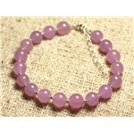 Bracelet Argent 925 et Pierre - Jade Rose Mauve 8mm 