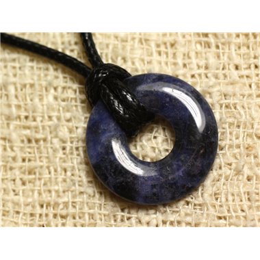 Collier Pendentif en Pierre - Sodalite Donut 20mm 