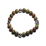 Bracelet Bouddha et Pierre semi précieuse - Unakite 8mm 