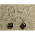 Boucles d'Oreilles Pierre semi précieuse - Pyrite dorée Cubes 10mm 